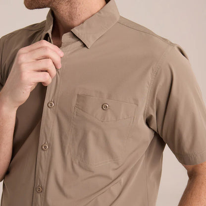 Camisa Explorer Manga Corta Hombre Verde Militar Alto Rendimiento