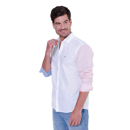 Camisa de Manga Larga Bloque de Colores Hombre