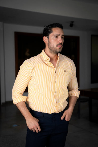 Camisa de Manga Larga A Rayas Amarillas FOR 3101