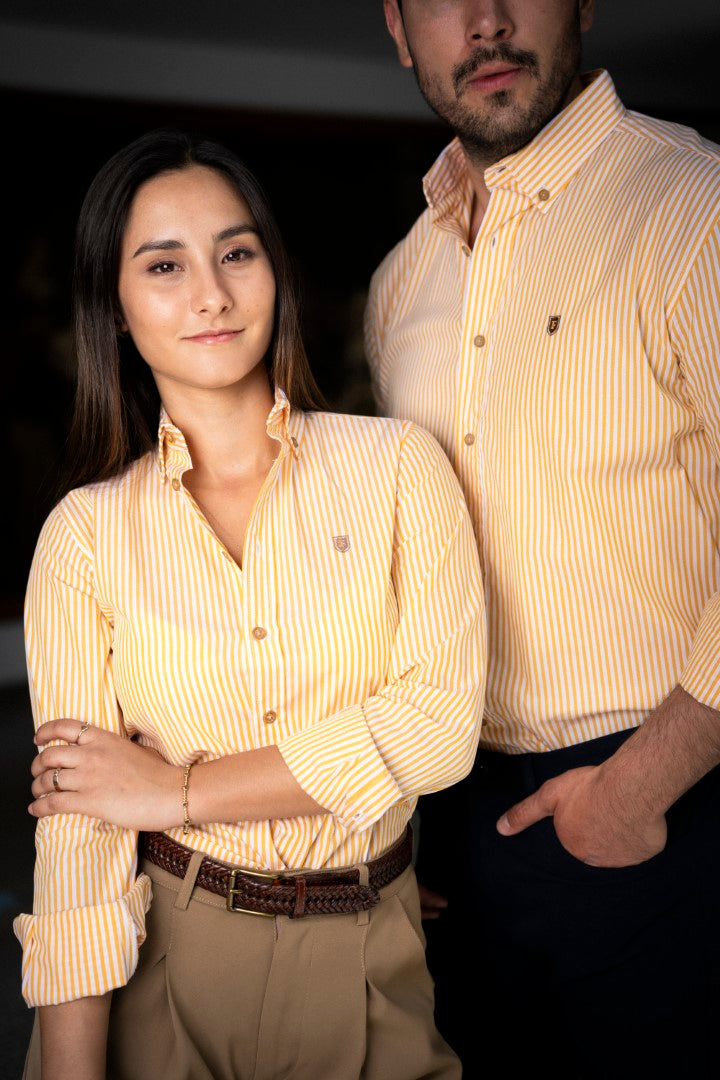 Camisa de Manga Larga A Rayas Amarillas FOR 3101