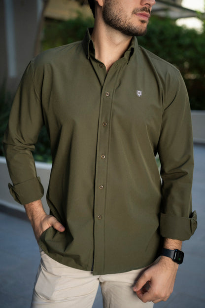 Camisa de Manga Larga Verde Militar FOR 3127