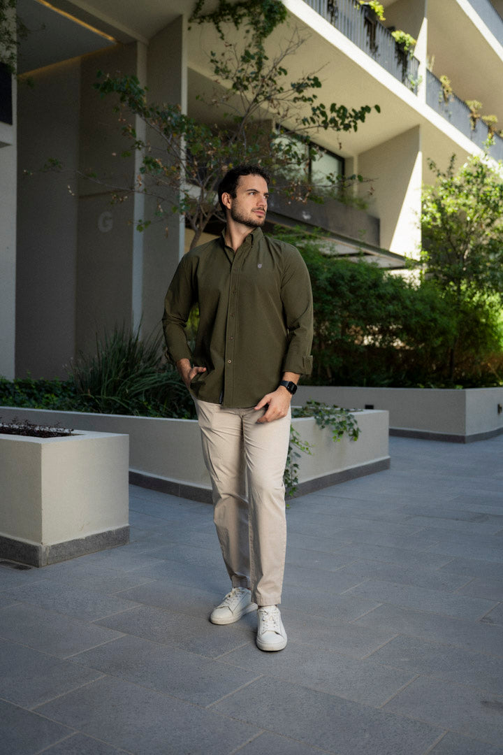 Camisa de Manga Larga Verde Militar FOR 3127