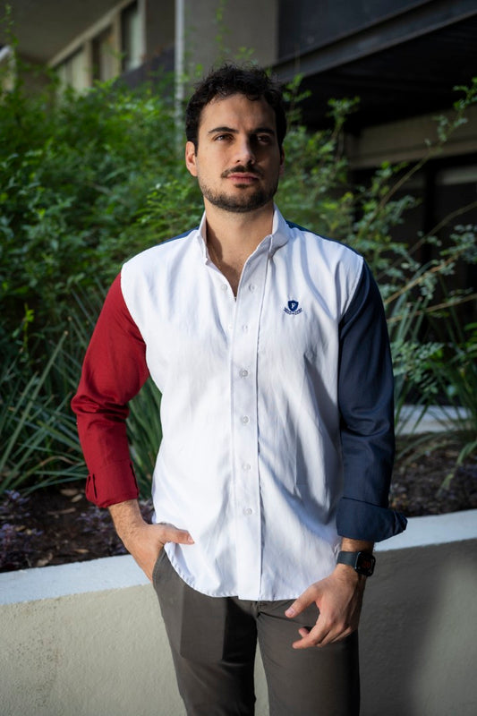 Camisa de Combinaciones Blanco, Vino, Marino FOR3151