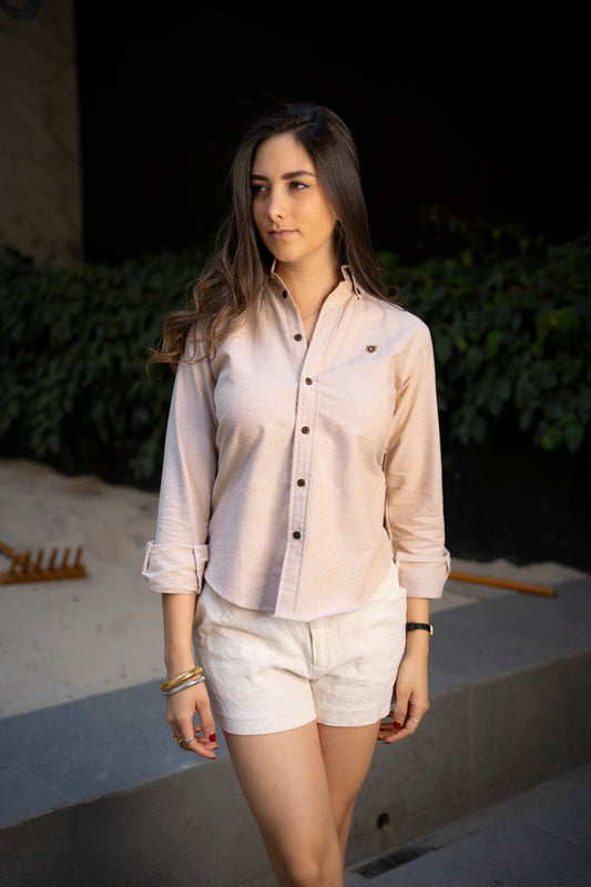 Camisa de Manga Larga Beige FOR 3172