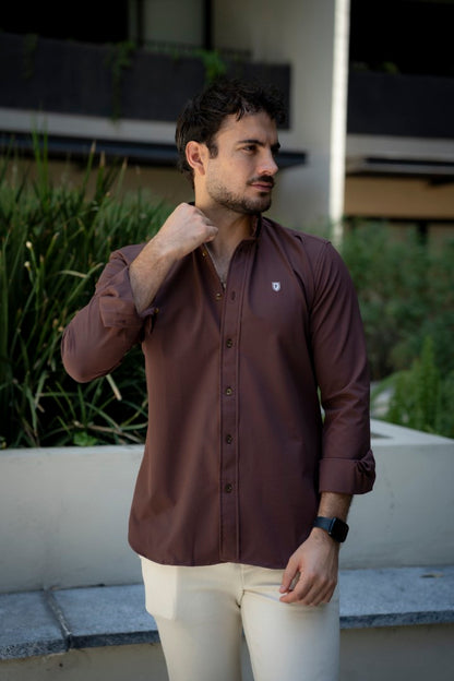 Camisa de Manga Larga Café FOR 3175