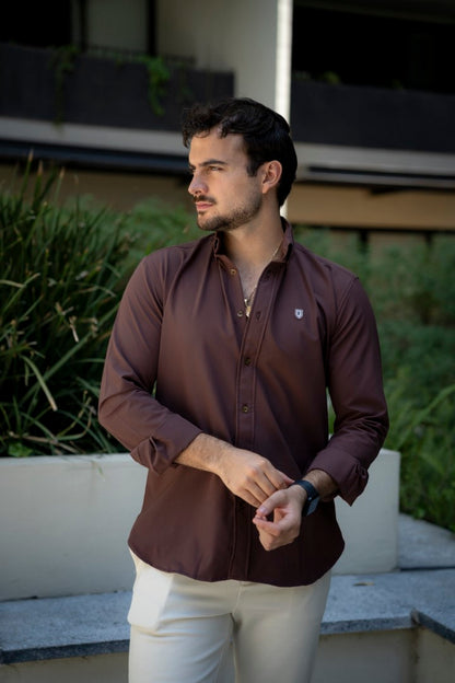 Camisa de Manga Larga Café FOR 3175