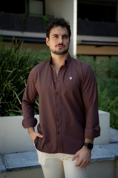 Camisa de Manga Larga Café FOR 3175