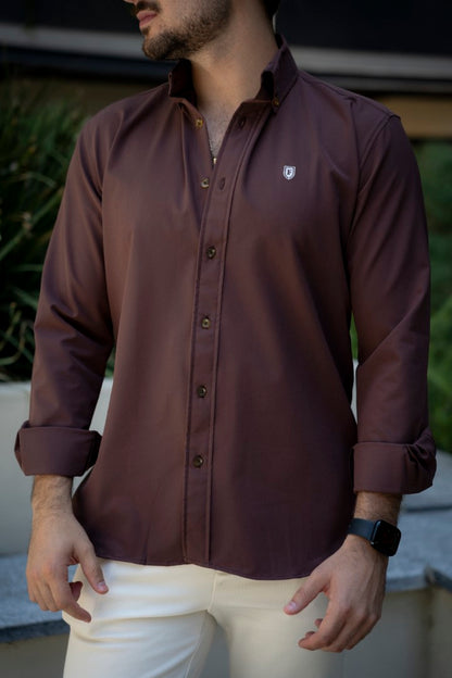 Camisa de Manga Larga Café FOR 3175