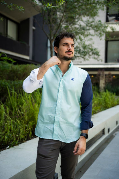 Camisa de Combinaciones Menta, Marino, Blanco FOR3177