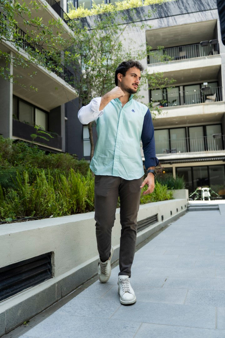 Camisa de Combinaciones Menta, Marino, Blanco FOR3177