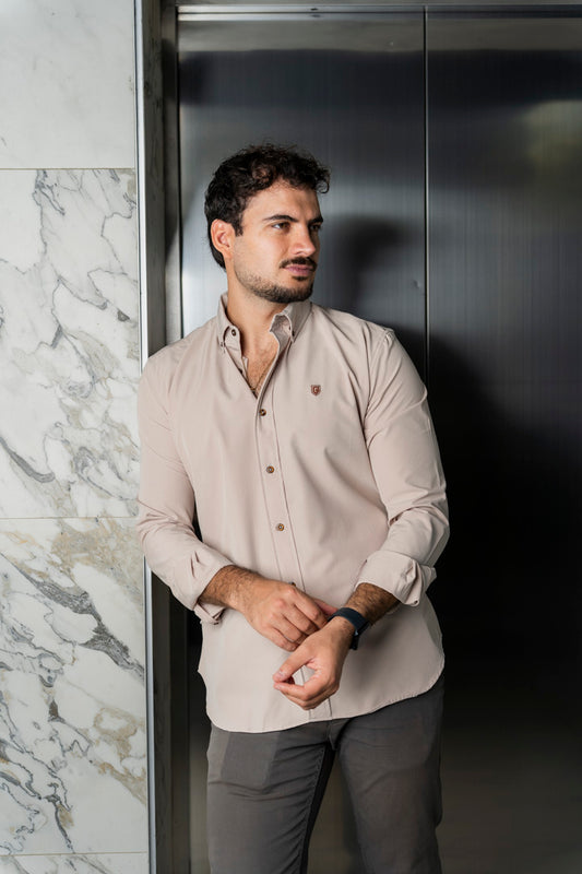 Camisa de Manga Larga Beige FOR 3191