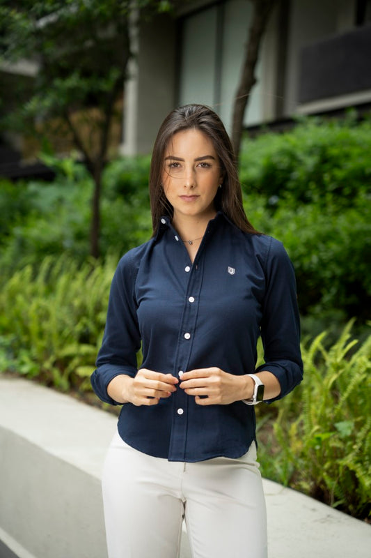 Camisa de Manga Larga Azul Marino FOR 3212