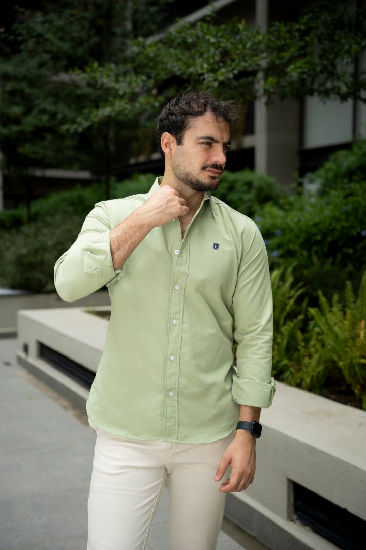 Camisa de Manga Larga Verde Limón FOR 3215