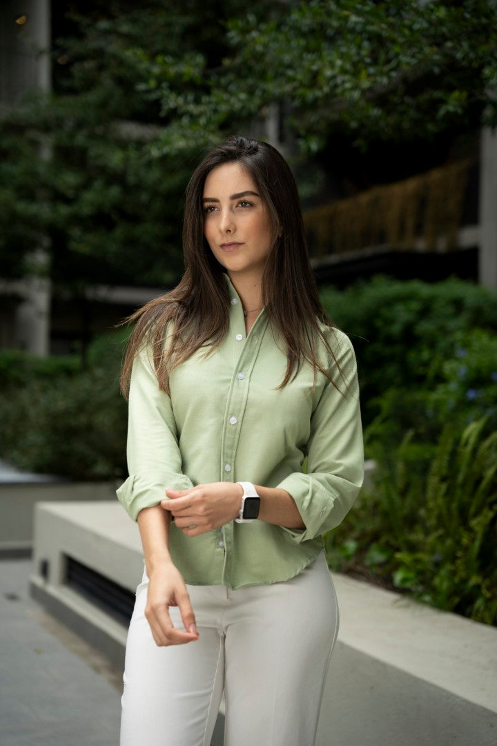 Camisa de Manga Larga Verde Limón FOR 3216