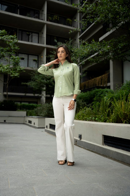 Camisa de Manga Larga Verde Limón FOR 3216