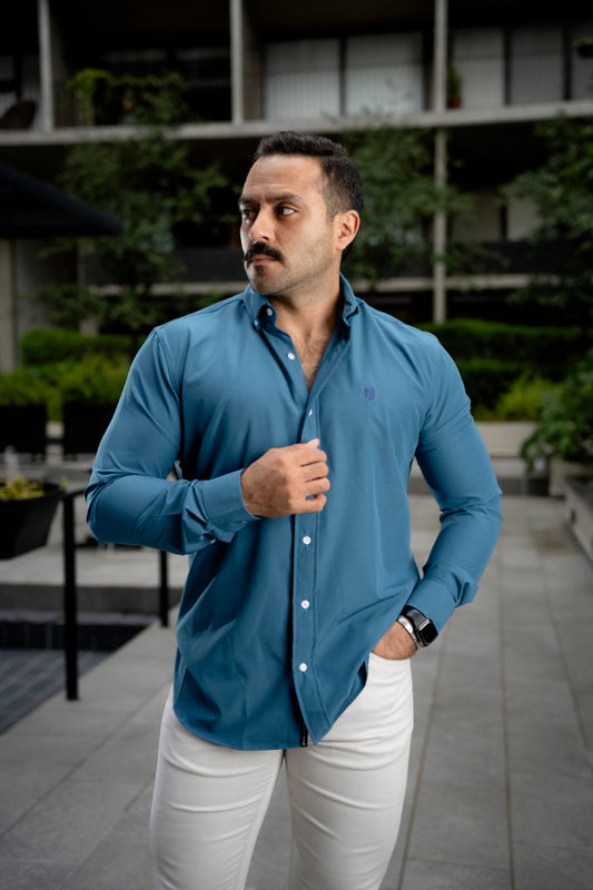 Camisa de Manga Larga Azul Zafiro FOR 3256