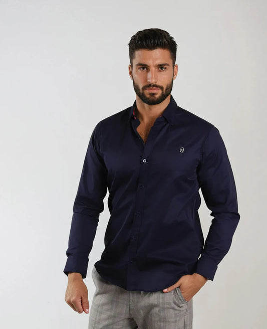 Camisa De Manga Larga Marino Hombre