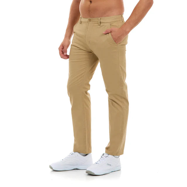 PANTALÓN GABARDINA ELEGANTE Y CASUAL CÓMODO CABALLERO COLOR BEIGE PORTECH