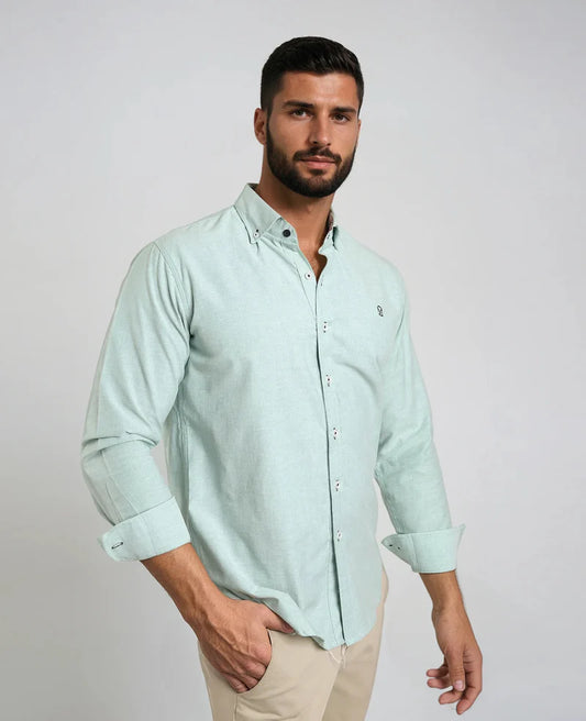 Camisa De Manga Larga Verde Hombre