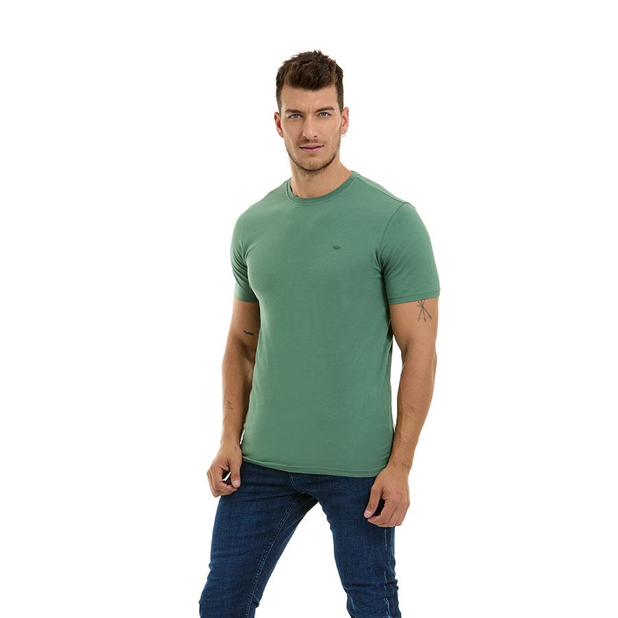 Playera lisa verde de manga corta hombre