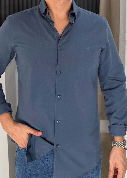 Camisa de Manga Larga Azul C-31