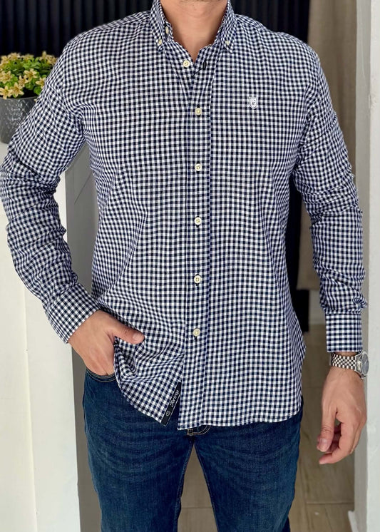 Camisa De Manga Larga ALGODÓN CUADROS AZULES Para Hombre | Elegante y cómoda