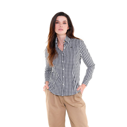 Camisa de Manga Larga Cuadros Negros D-2604