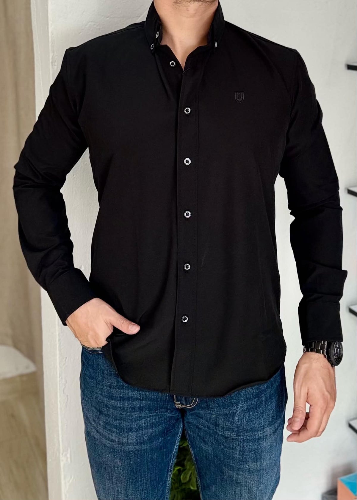 Camisa de Manga Larga Negro FOR 3121