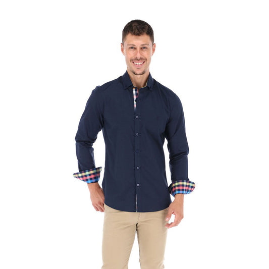 Camisa de Manga Larga Azul Marino E-2046
