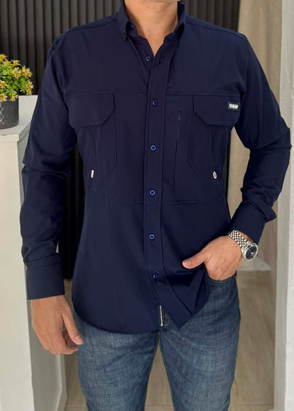Camisa de Manga Larga Azul Marino FOR 3287