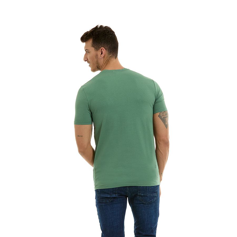 Playera lisa verde de manga corta hombre