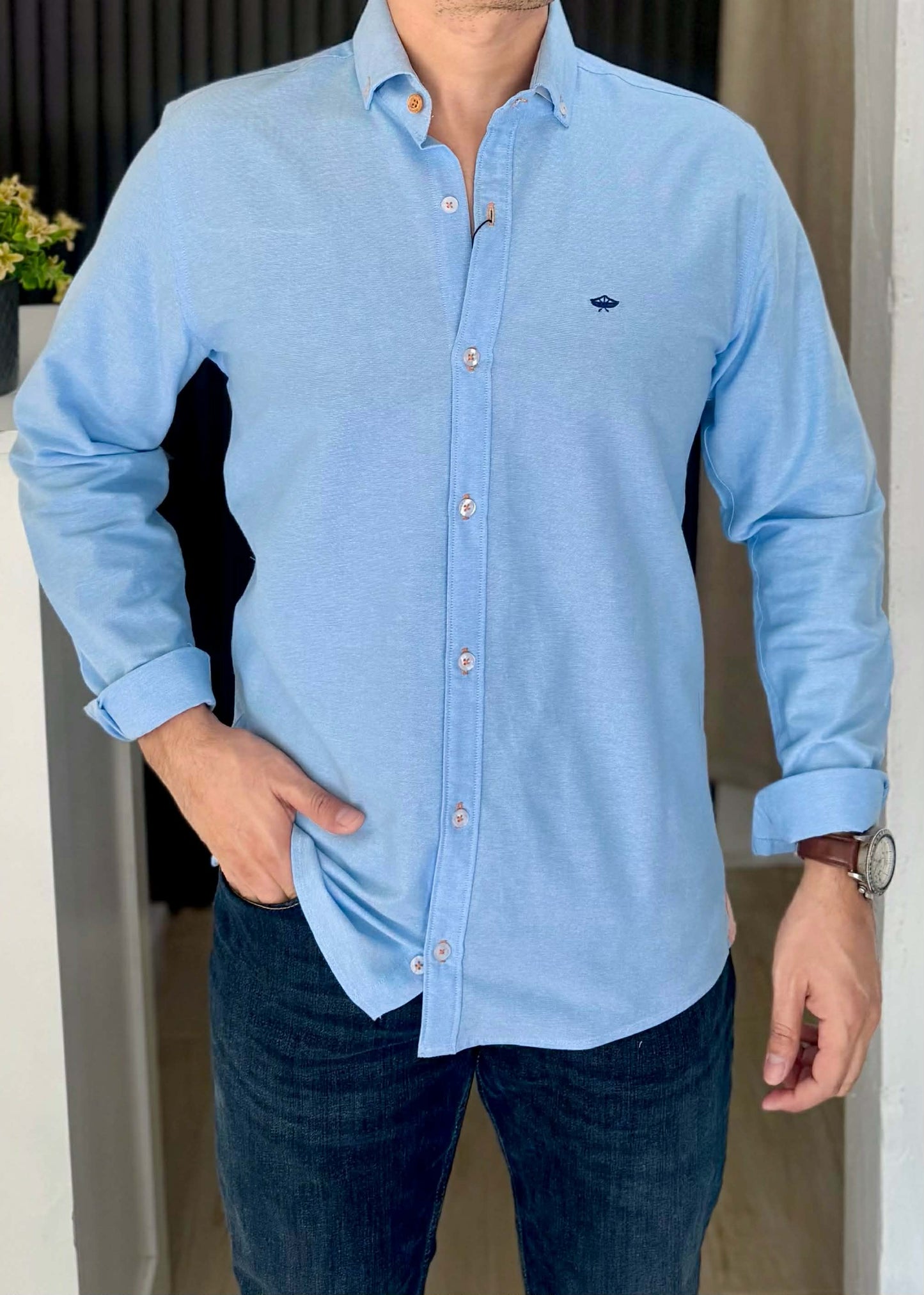 Camisa de Manga Larga Azul Cielo C-15