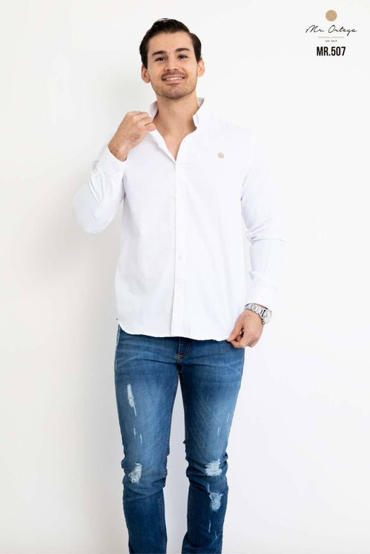 Camisa De Manga Larga Blanca MR-507