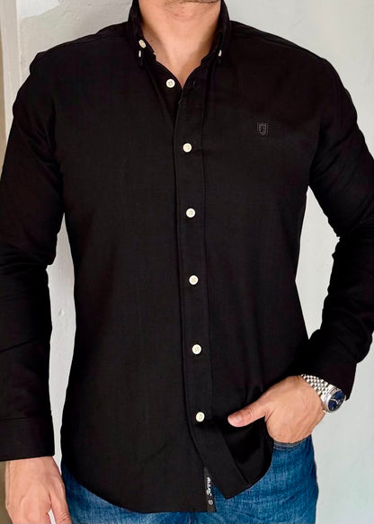 Camisa Manga Larga Negra de Lino