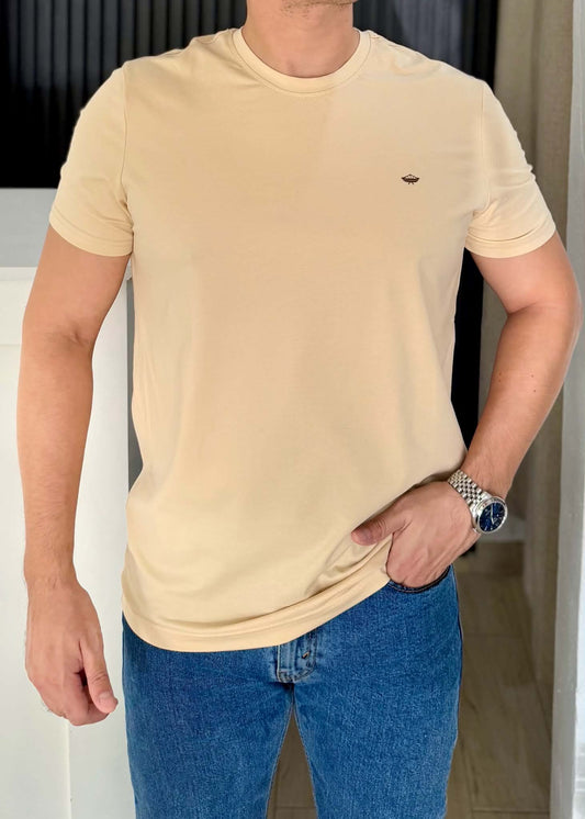 Playera Beige de Algodón con Spandex para Hombre | Ultra Suave y Elástica