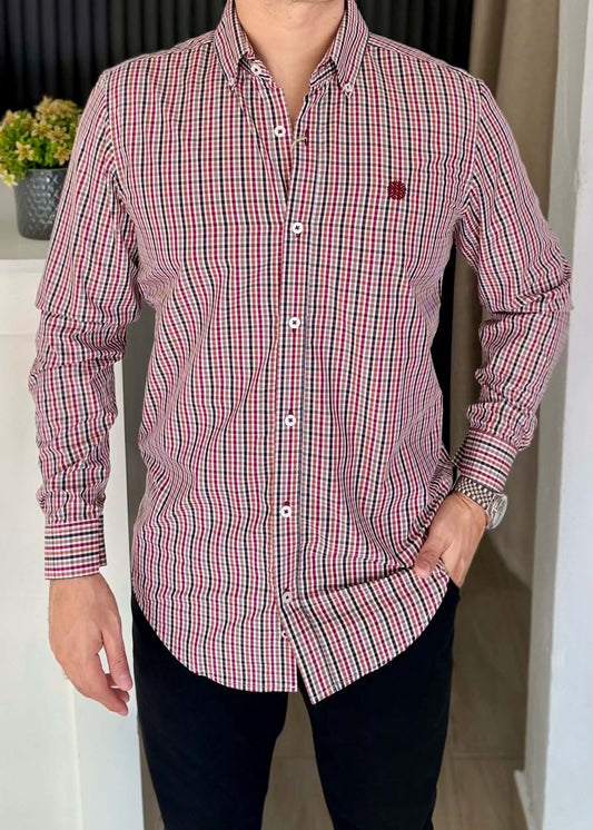 Camisa Manga Larga de Minicuadros Multicolor en Algodón con Bambú | Ultra Suave y Cómoda