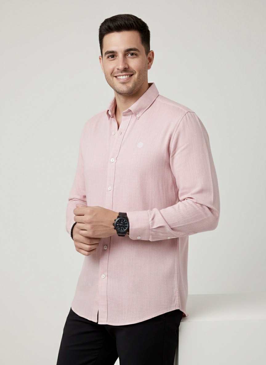 Camisa De Manga Larga Rosa MR-1594