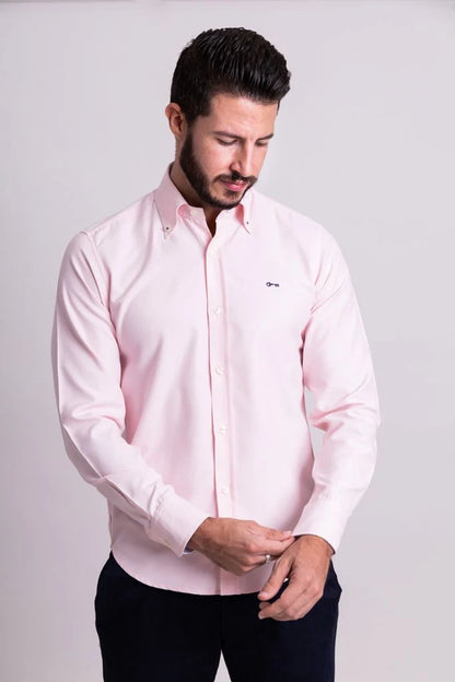 Camisa Oxford Rosa Manga Larga