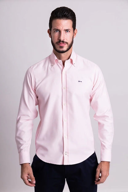 Camisa Oxford Rosa Manga Larga