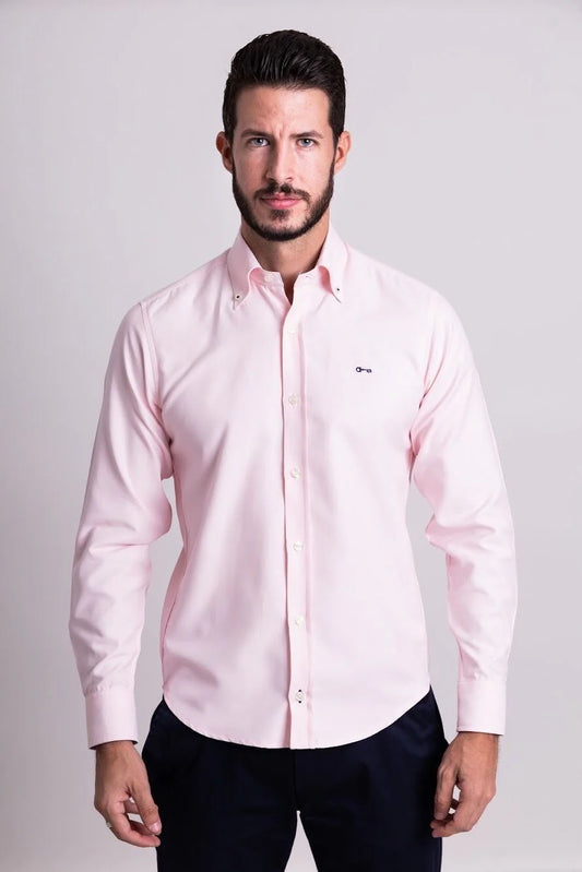 Camisa Oxford Rosa Manga Larga