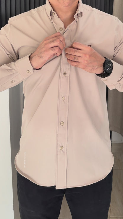 Camisa de Manga Larga Beige FOR3191