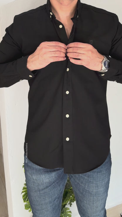 Camisa Manga Larga Negra de Lino